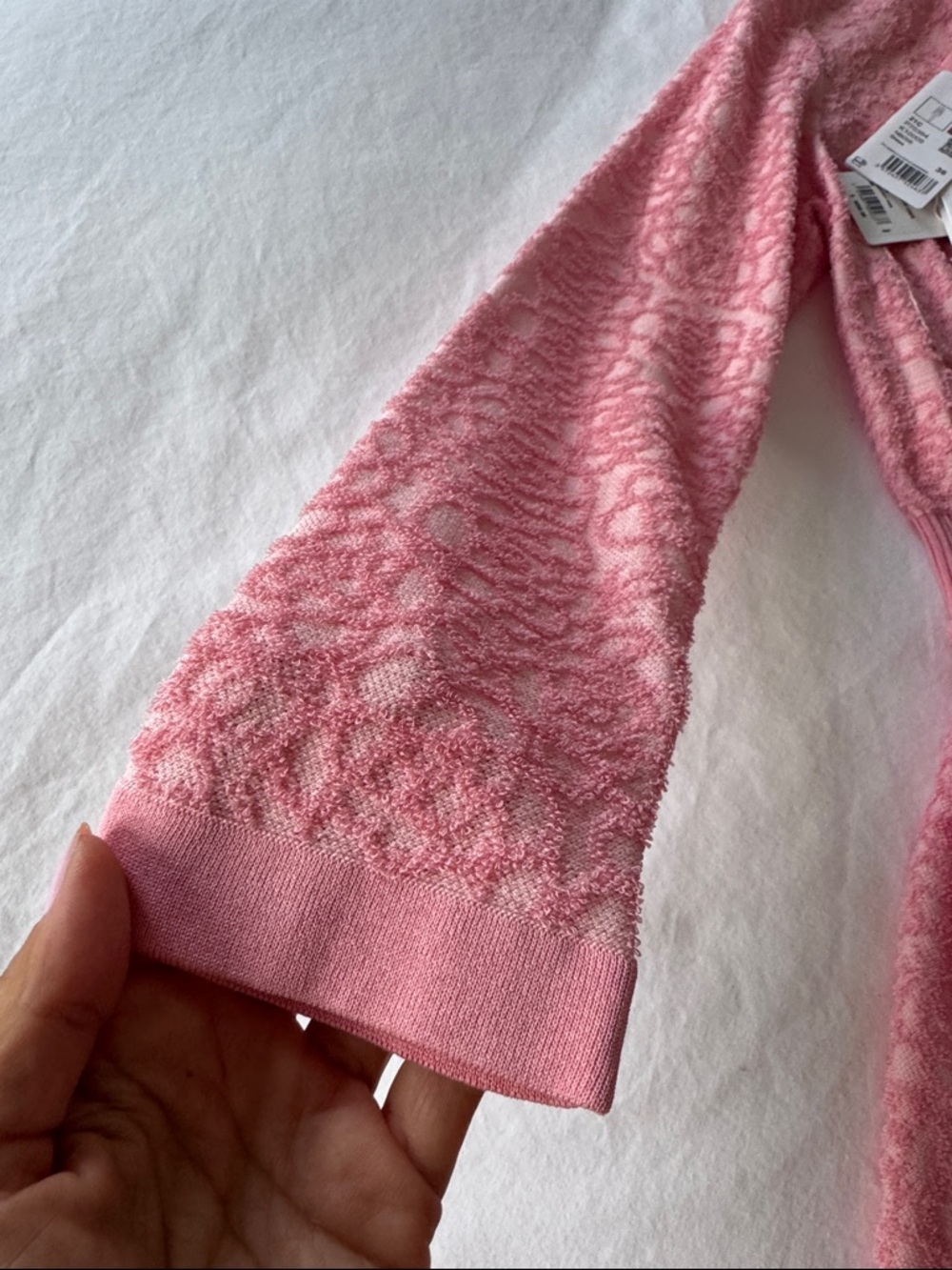 CHANEL Pink Lace-Textured Button-Front Knit Dress Cardigan - Picture 7 of 13